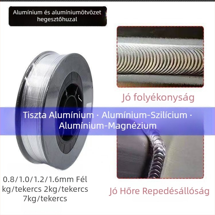 Tiszta alumínium hegesztő huzal ER1070 ER4043 ER4047 ER5356, alumínium-magnézium ötvözet, gázvédett ívhegesztés, átmérő 1,2 mm