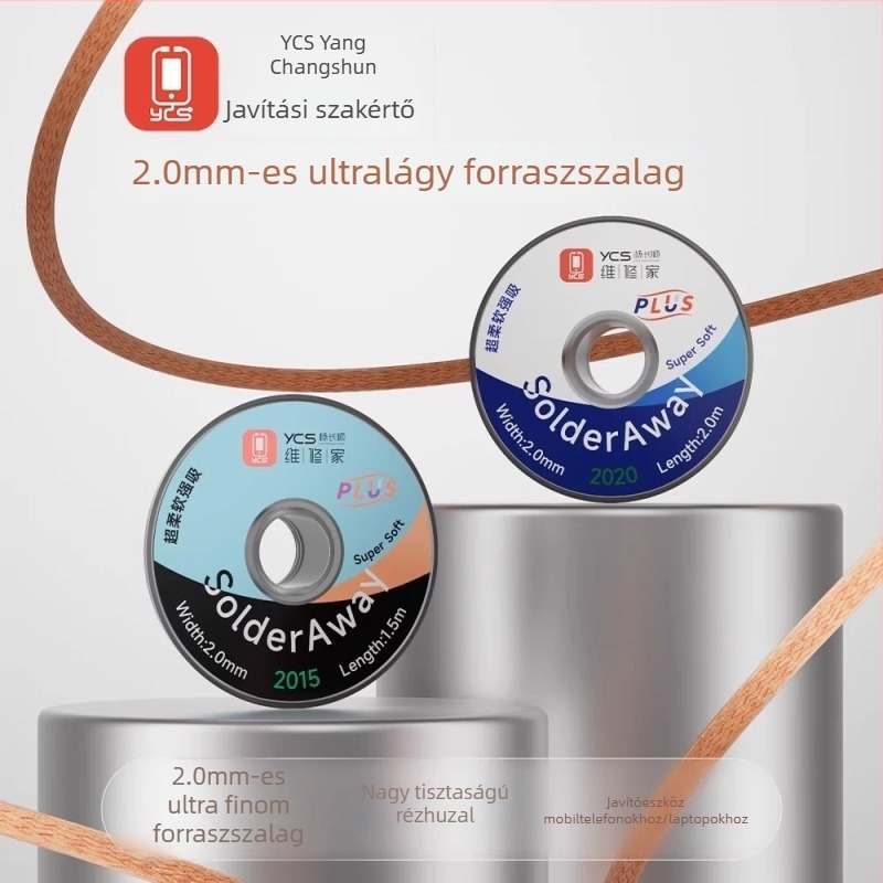 2,0 mm-es Ultra-soft Plus forrasztásmentesítő szalag hővezető képességgel a gyors forrasztásmentesítéshez és maradványok eltávolításához