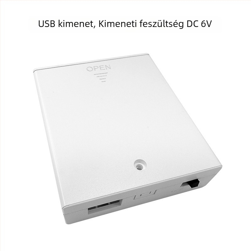 Fehér 4 AA-s elemtartó, 6V soros üzem, USB-kimenetű tápegység doboz játék LED-szalagokhoz
