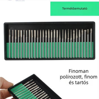 Gyémánt csiszolófejek, 30 darabos készlet zöld dobozban, 2,35/3,0 mm szárú, manikűrhöz