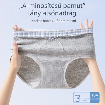 100% pamut női alsónemű középmagas derekú, csíkos, lélegző, antibakteriális