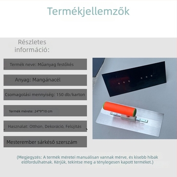 Műanyag fogantyújú manganacél glettvas vakoláshoz