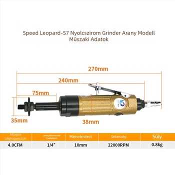 Pneumatikus fogaskerekes nyolcszögletű csiszoló-polírozó gép állítható sebességgel és nyolc pengével