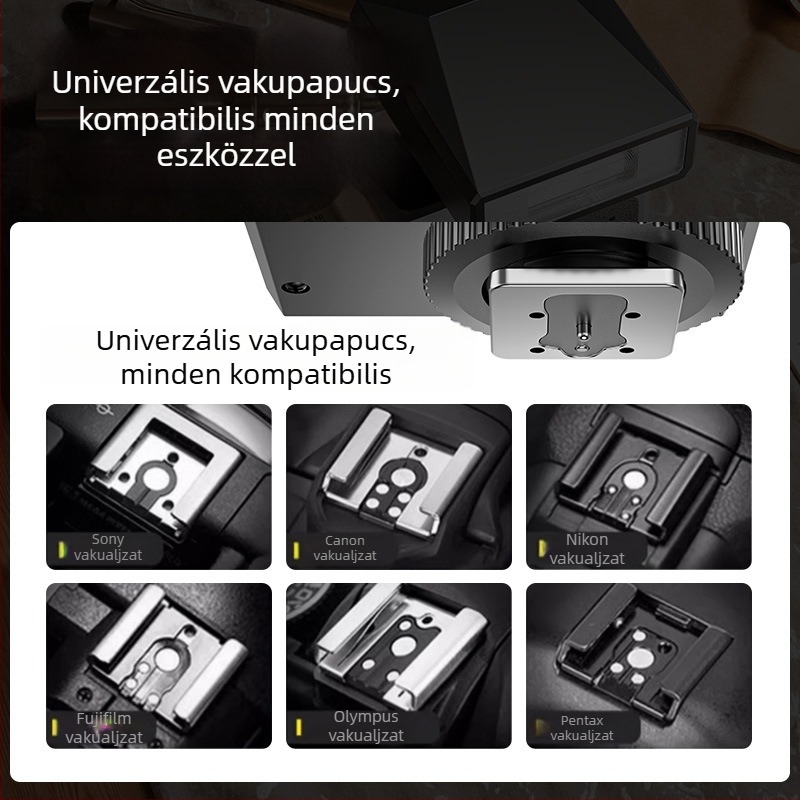 Hot shoe vaku és töltőfény tükör nélküli kamerákhoz — Sony, Fujifilm, Canon, Nikon, Panasonic, élő közvetítéshez