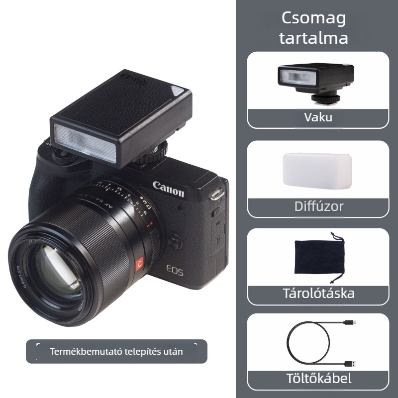 Hot shoe vaku és töltőfény tükör nélküli kamerákhoz — Sony, Fujifilm, Canon, Nikon, Panasonic, élő közvetítéshez