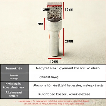 Gyémánt tollal készült csiszolókerék, kézi használat; T-típusú ötvözet négyszög fej a formázáshoz; formázó kés; gyémánt korrekciós maró kő toll; sík fej