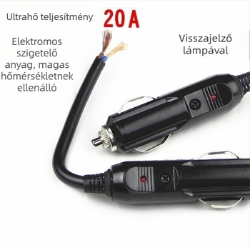 Autó cigarettagyújtó dugaszoló (hím), jelzőfénnyel, 20A belső