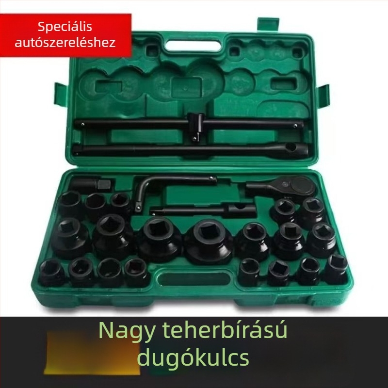 3/4 nehéz pneumatikus dugókulcs-készlet, 26 darab, 1/2–1 hüvelykes meghajtás, autójavítási készlet