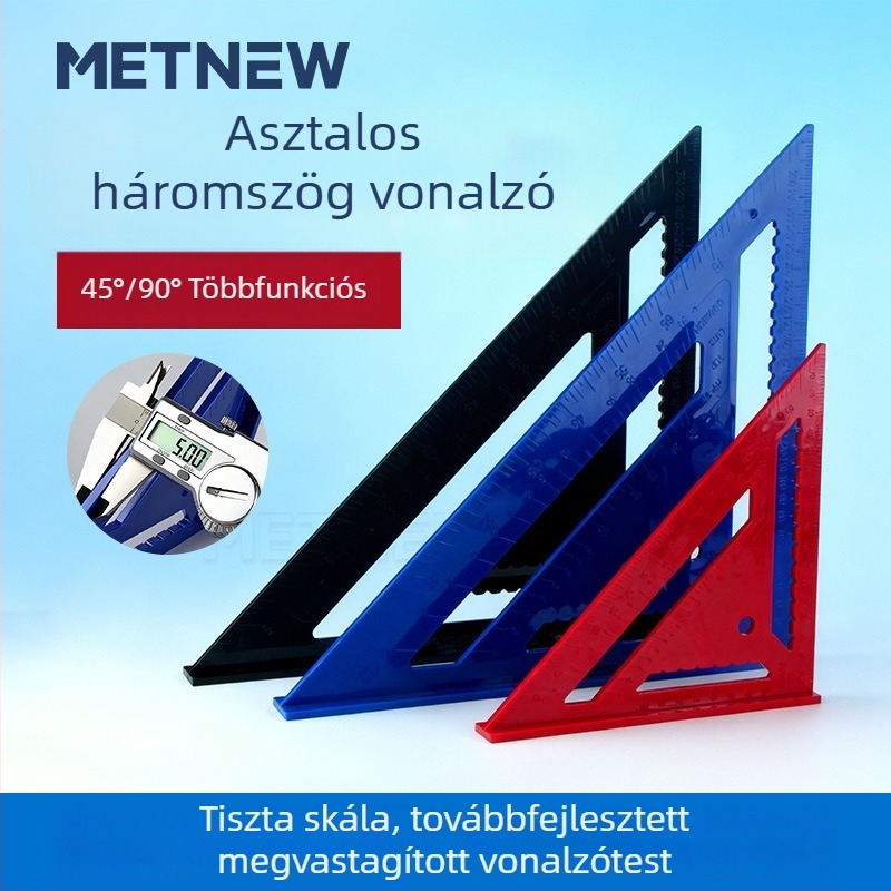 Multifunkcionális műanyag edzett háromszög vonalzó, precíziós 90°-os és 45°-os szögekkel, faragáshoz és díszítéshez, ultra vastag