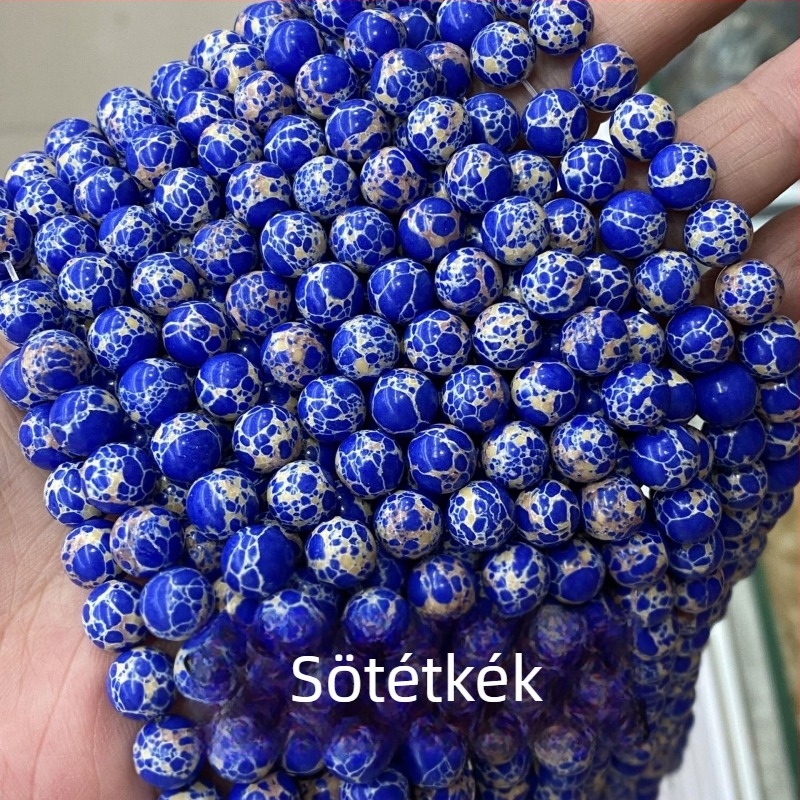 Szintetikus császárkő gyöngyök, színes császár türkiz körgyöngyök ékszerekhez, tengeri üledék