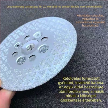 Gyémánt bevonatú csiszolókorong márvány, gránit és kvarc kő vágásához és csiszolásához, 100 mm átmérő, kerámia csempe