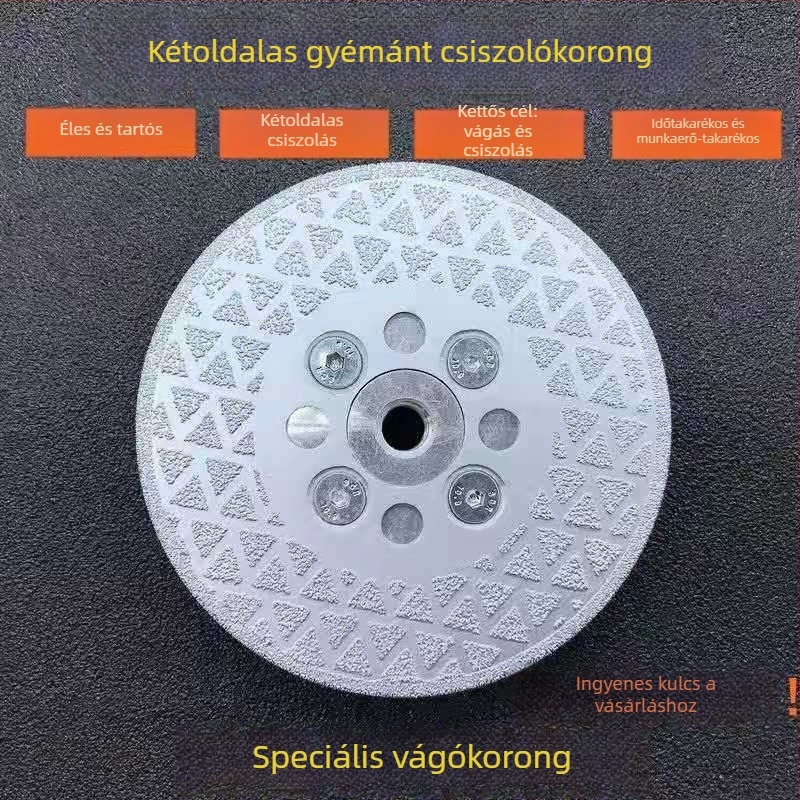 Gyémánt bevonatú csiszolókorong márvány, gránit és kvarc kő vágásához és csiszolásához, 100 mm átmérő, kerámia csempe