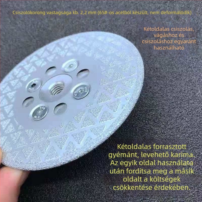 Gyémánt bevonatú csiszolókorong márvány, gránit és kvarc kő vágásához és csiszolásához, 100 mm átmérő, kerámia csempe