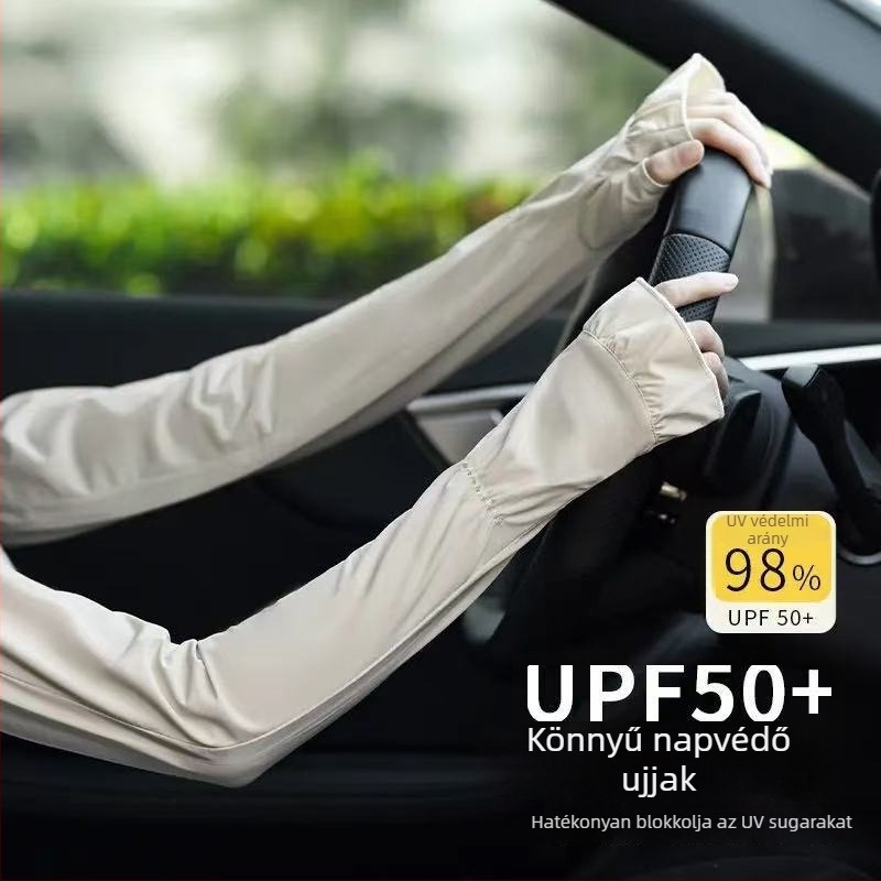 Női Nylon Ice Silk karvédők, laza szabás, hűtés és UV-védelem, arcmaszk