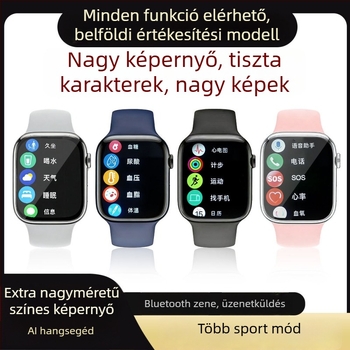 Multifunkciós okosóra vérnyomás-, pulzus-, vércukorszint-monitorozással, alvásfigyeléssel, Bluetooth-hívásokkal és NFC-vel, USB töltéssel; 2,01 hüvelykes TFT kijelző, négyzet alakú alumínium ötvözet tokozat, szilikon szíj.