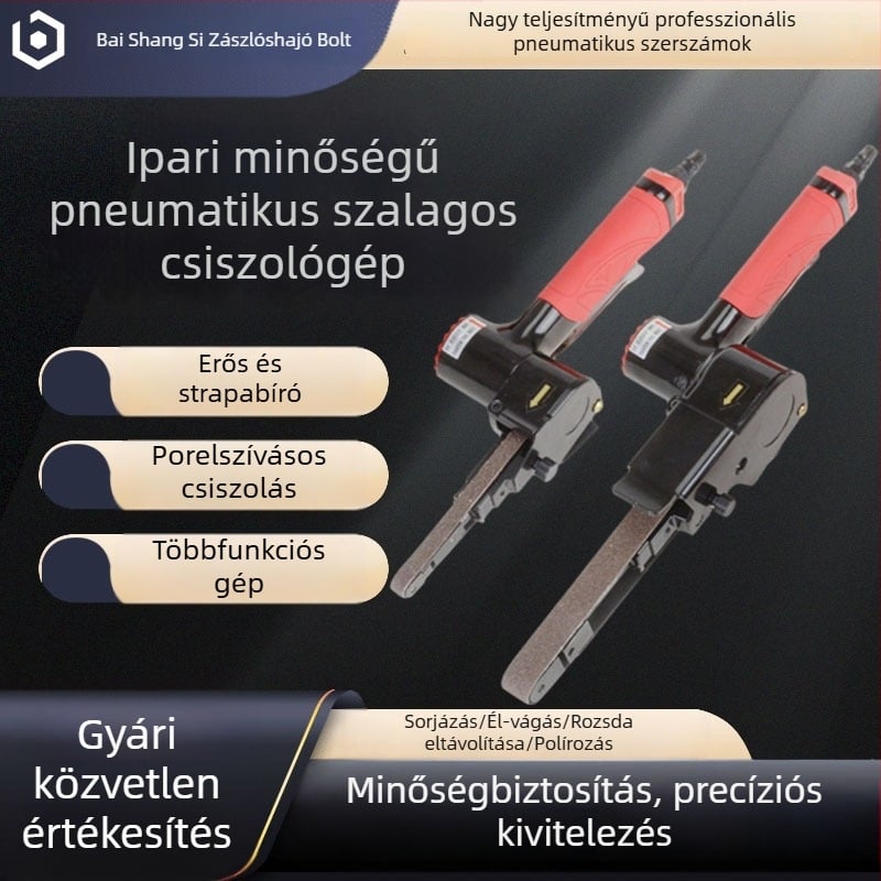 Pneumatikus kézi csiszoló- és polírozó készülék, 10/20 mm-es forgó csíjaszalag, száraz csiszolás, hordozható