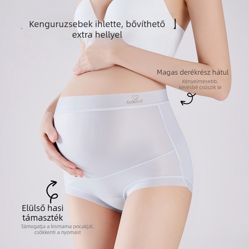 Magas derekú jégselyem kismama fehérnemű, 10A antibakteriális, pocaktámasz, háromszög alakú alsónemű, közép- és késői terhességre, ultra vékony, légáteresztő
