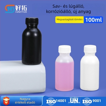 HDPE élelmiszer-minőségű reagáló palack, zárható mintavételi üveg, 100 ml, alkohollal oldható folyadékokhoz, műanyag palack