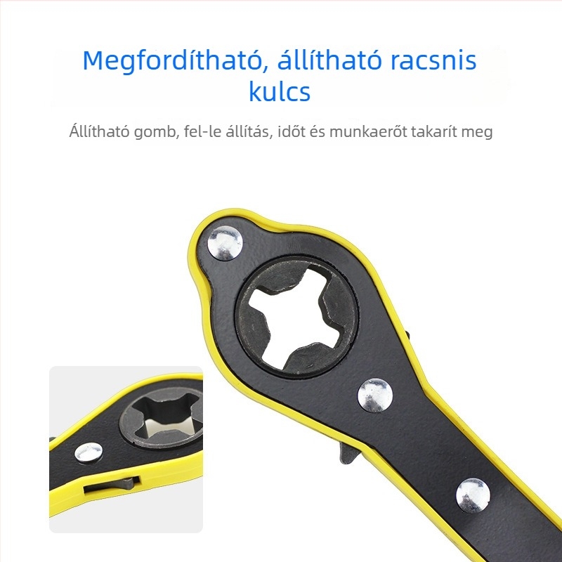 Sokoldalú autójavító eszköz: emelő, kézi tekerőkulcs