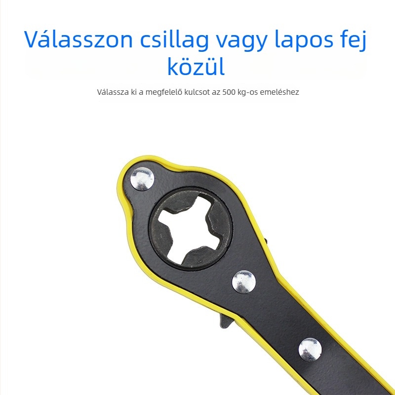 Sokoldalú autójavító eszköz: emelő, kézi tekerőkulcs