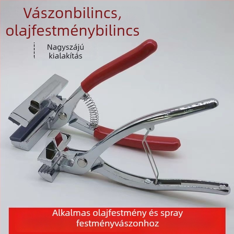 Keresztöltéshez tervezett anyagfeszítő fogó, krómozott vászonbilincs, olajfestékhez használható csipesz