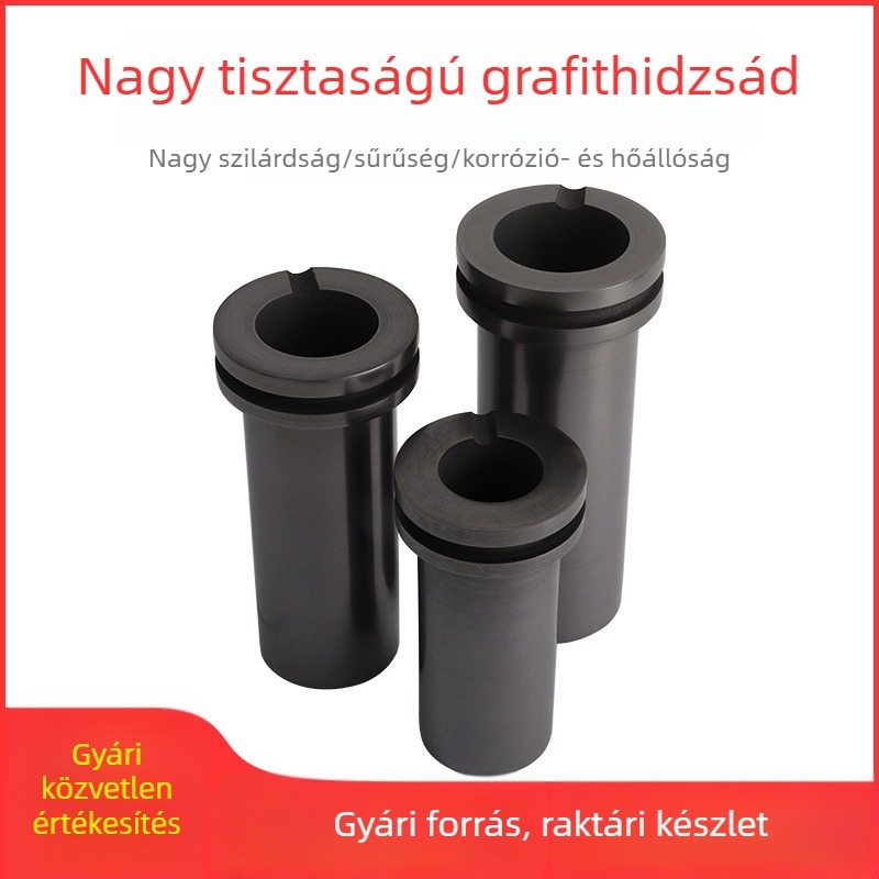 Grafit katlan magas hőmérsékletű olvasztáshoz, két gyűrűs grafit katlan arany, ezüst, réz és alumínium olvasztásához, olvasztókemencés kiegészítők