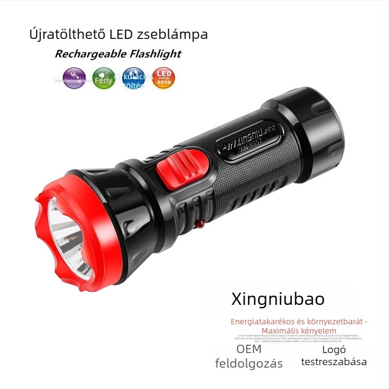 Xingniu Bao LED zseblámpa – nagy fényerejű, hosszú hatótávú, mini otthoni használatra, közvetlen dugaszolású töltés, hordozható vészvilágítás kültérre