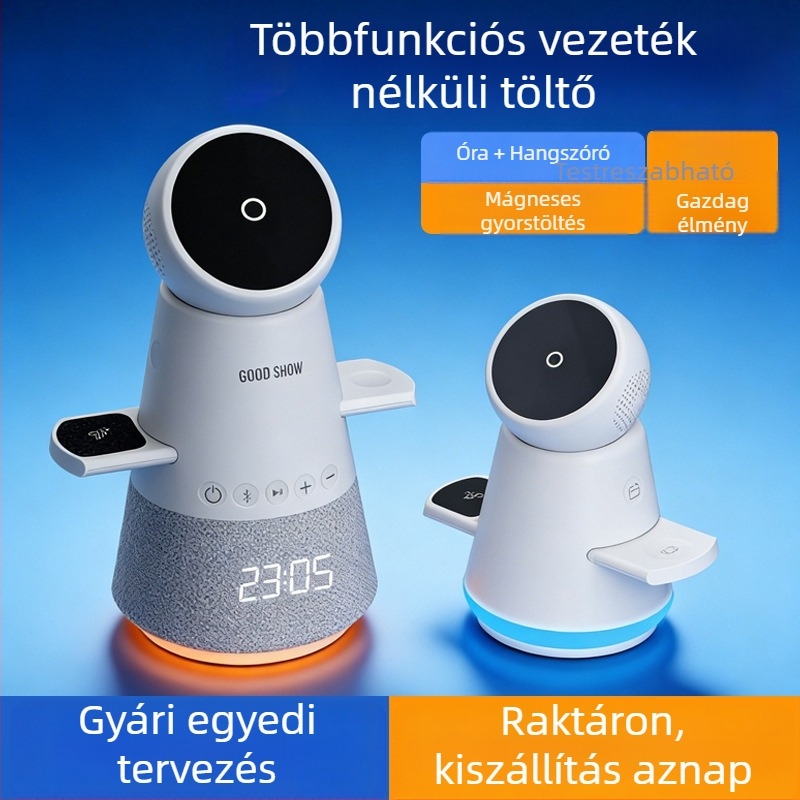 Saját modell három az egyben vezeték nélküli töltő, ébresztőóra és mágneses töltés, Apple Watch és iPhone kompatibilis