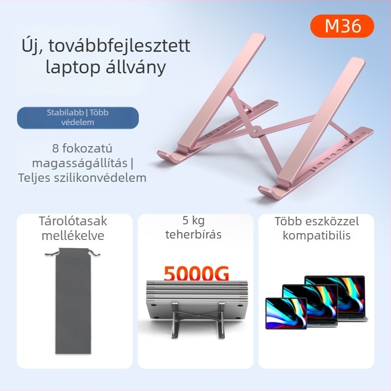 M3 sorozat alumínium ötvözetes laptop állvány hűtőfunkcióval