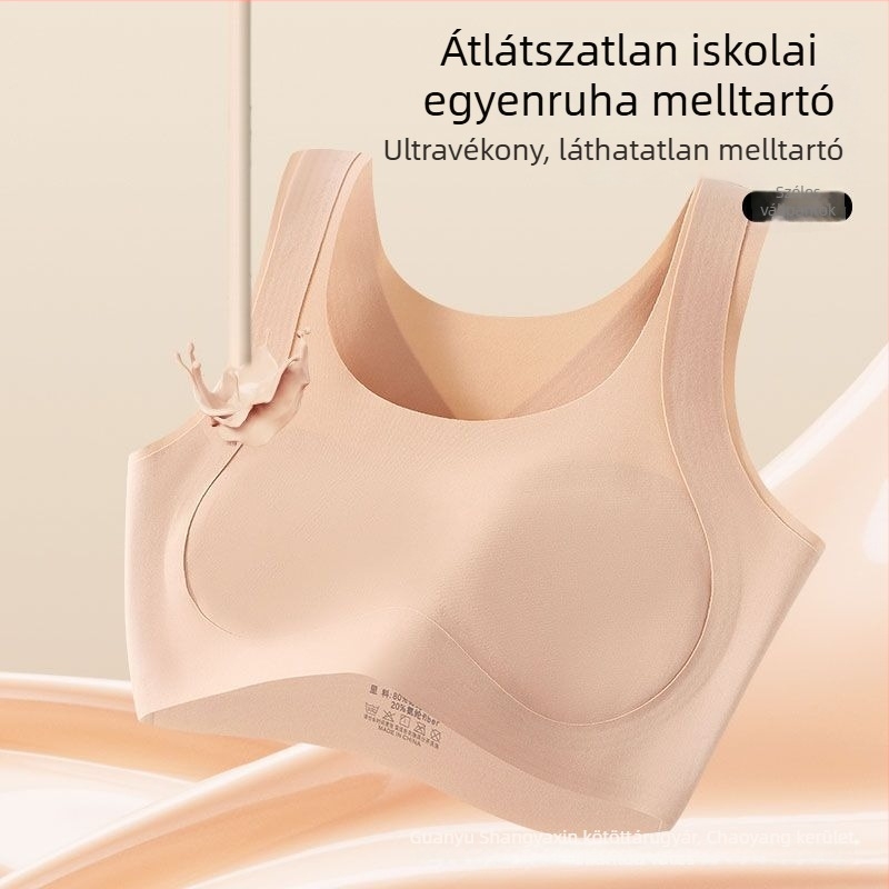 Varrásmentes sportmelltartó 12–15 éves lányoknak, hátsó támasztás, nylon, teljes kosár, lélegző és kényelmes.
