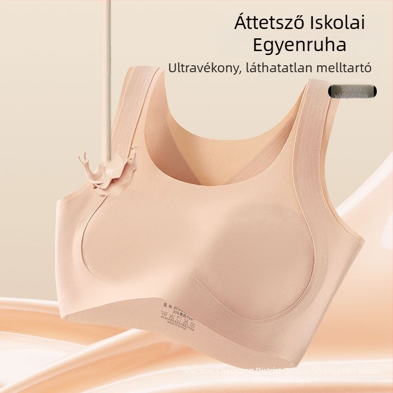 Varrásmentes sportmelltartó 12–15 éves lányoknak, hátsó támasztás, nylon, teljes kosár, lélegző és kényelmes.
