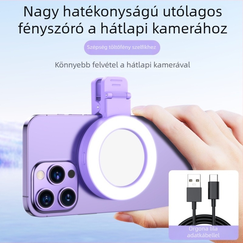 Integrált szelfi tükör világítással élő adáshoz, univerzális okostelefonokhoz, smink- és fotósegéd