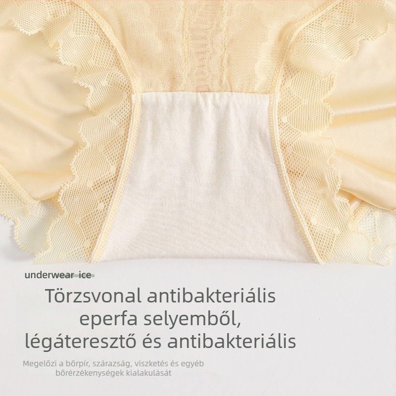 Női magas derekú haskontroll fehérnemű Ice Silk anyagból, Peach-formájú fenékkel, lélegző, gyorsan száradó, pamut bélés
