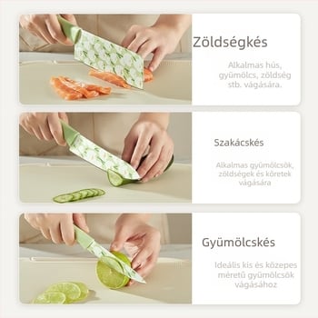 Grass Bean Tulipás konyhai késkészlet — szakácskés, univerzális kés, gyümölcs kés, szeletelő kés