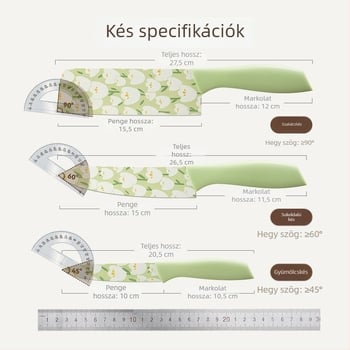 Grass Bean Tulipás konyhai késkészlet — szakácskés, univerzális kés, gyümölcs kés, szeletelő kés