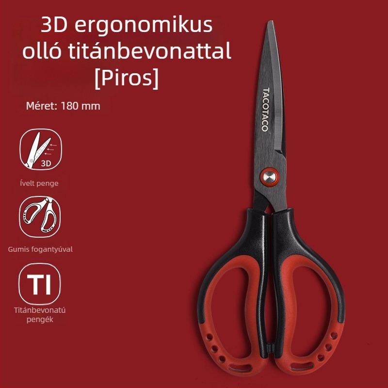 Tacotaco olló titánium bevonattal és 3D kialakítással, erőfeszítés nélküli kivitel, rozsdamentes acélból, tapadásmentes, csomagok felnyitására biztonságos, éles és kopásálló