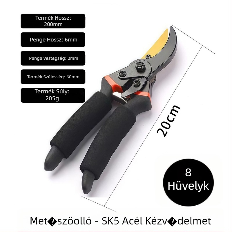 K5 magas széntartalmú acél metszőolló, kerthez és gyümölcsfákhoz, erőteljes ágmetszéshez