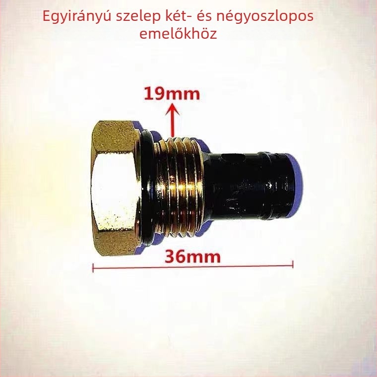 Autóemelő rendszerhez tartozó szelepkészlet: nyomáscsökkentő szelep, egyirányú szelep, leürítő szelep, olaj-visszafolyó szelep, süllyedő szelep