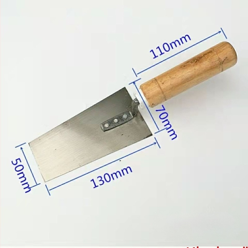Növesített dűbelezett csempe-spatula, trapéz alakú téglaépítő kés, glettelő kés – fém kőműves szerszámok
