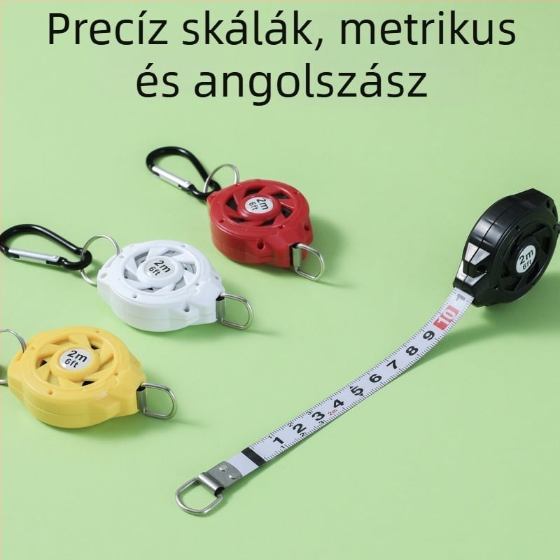 2 m hordozható, kisméretű acél mérőszalag