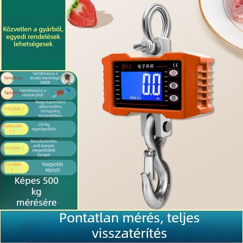 OCS-P1 elektronikus függőmérleg, 1000 kg kapacitás, hordozható akasztós mérleg, 1–2 t húzási kapacitás
