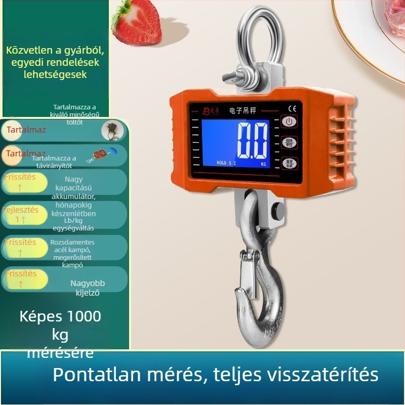 OCS-P1 elektronikus függőmérleg, 1000 kg kapacitás, hordozható akasztós mérleg, 1–2 t húzási kapacitás