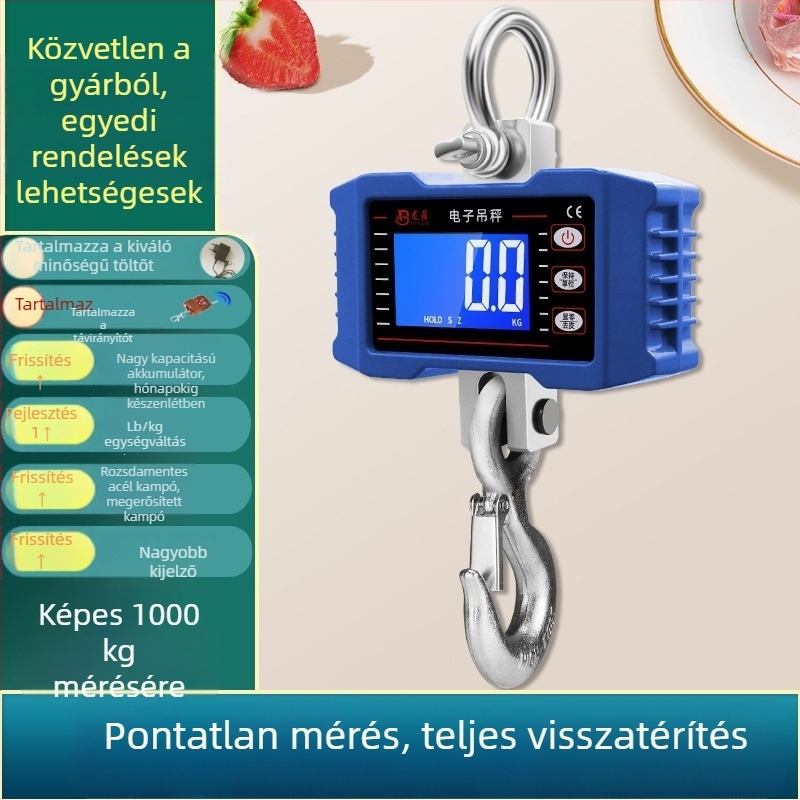 OCS-P1 elektronikus függőmérleg, 1000 kg kapacitás, hordozható akasztós mérleg, 1–2 t húzási kapacitás