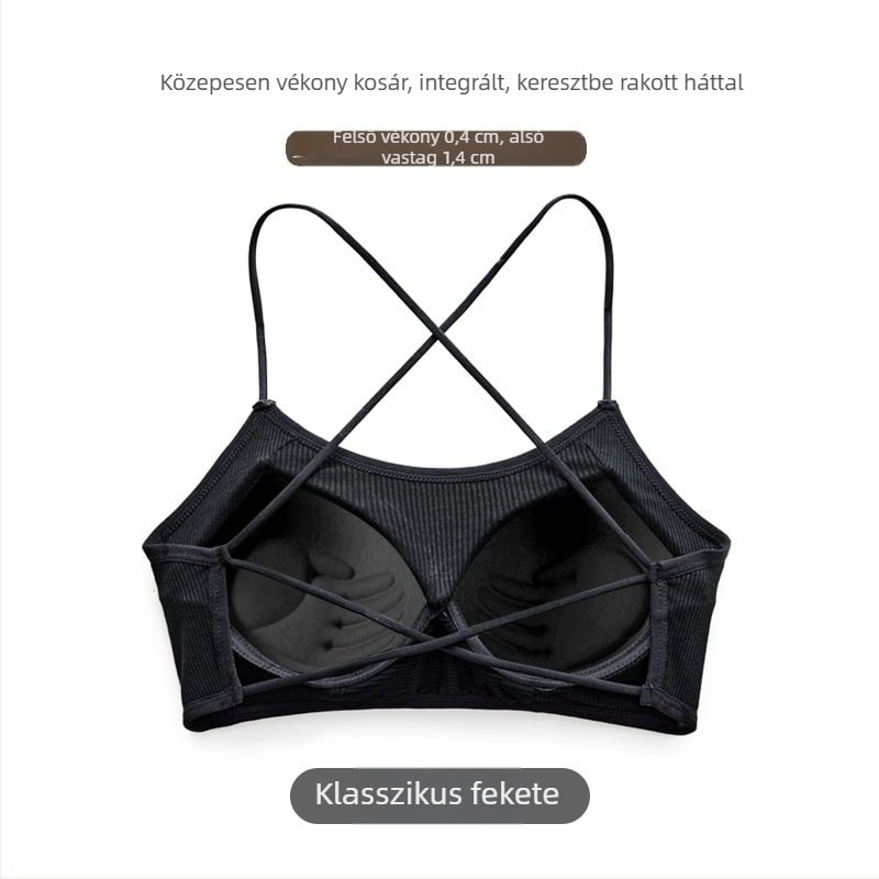 Pamut hát nélküli melltartó keresztpántokkal, beépített bélés és push-up effektus