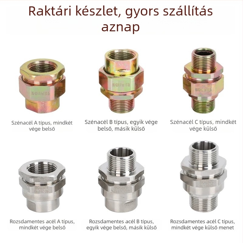 BHJ szénacél galvanizált robbanásbiztos csatlakozó belső és külső menetekkel, M20/NPT25, vastított menet