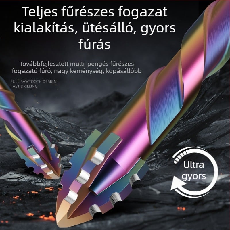Titánbevonatú négyélű, fogazott fúró csempékhez, márványhoz és betonhoz – 6/8/10/12 mm