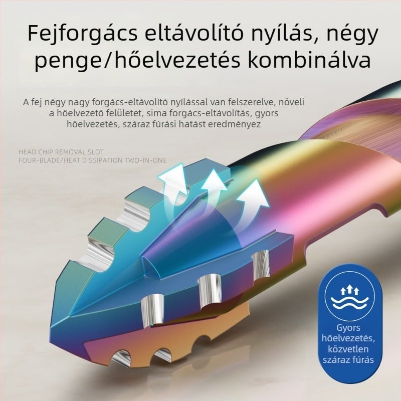 Titánbevonatú négyélű, fogazott fúró csempékhez, márványhoz és betonhoz – 6/8/10/12 mm