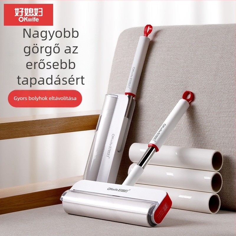 Good Housewife szöszmentesítő görgő hosszú fogantyúval, nagy méretű háztartási görgő a padlóra, por, szőr és szösz eltávolításához