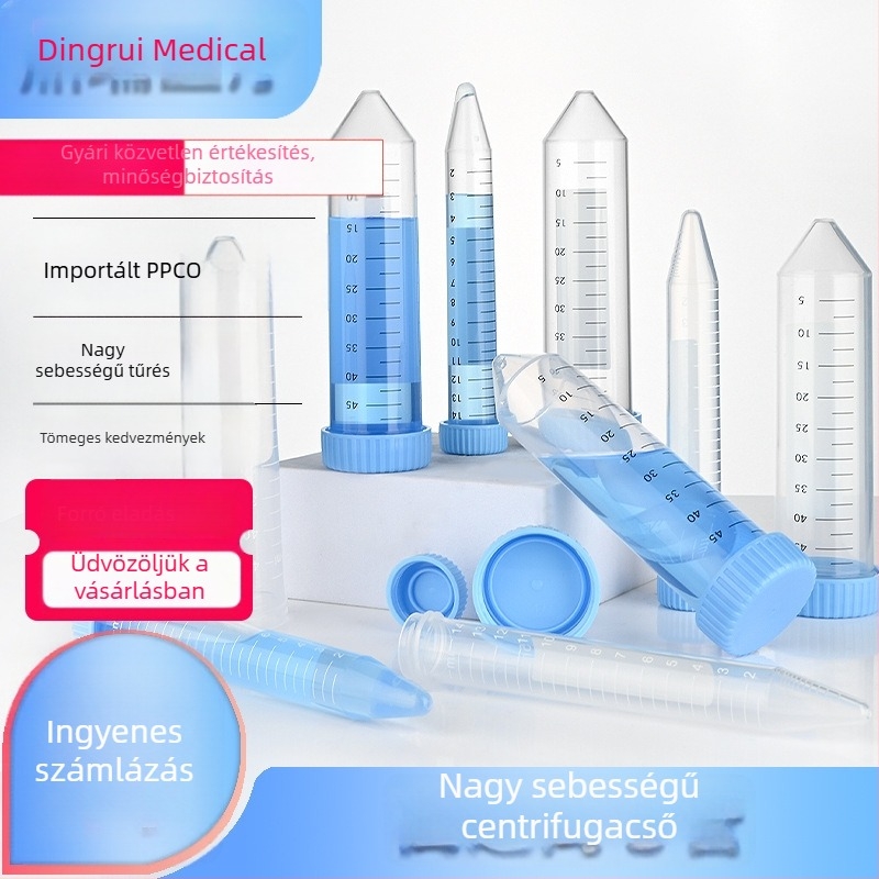 15 ml-es és 50 ml-es centrifugacsövek csavaros kupakkal, graduált, nagy sebességű EP csövek és vetőmag palackok