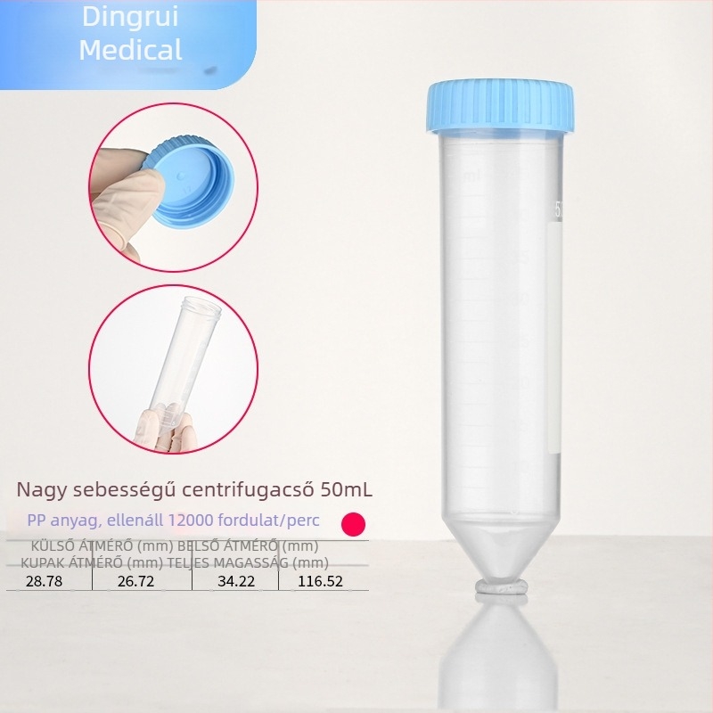 15 ml-es és 50 ml-es centrifugacsövek csavaros kupakkal, graduált, nagy sebességű EP csövek és vetőmag palackok